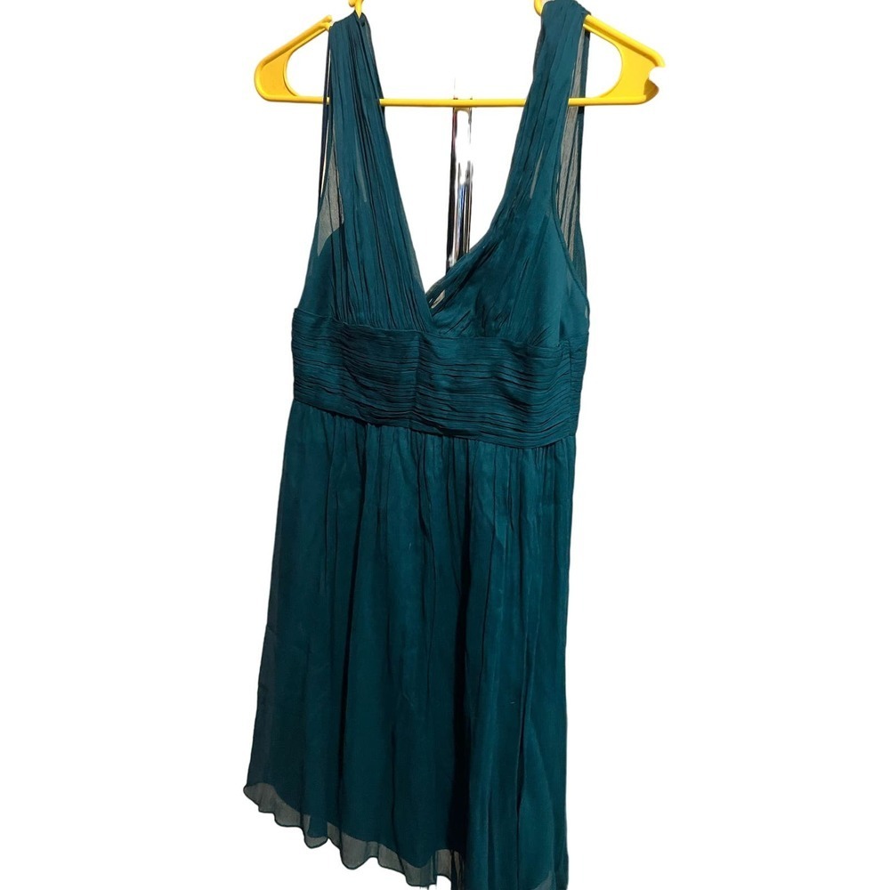 J Crew Teal Silk Fit and Flare Dress Size 2 - Picture 3 of 5